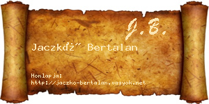 Jaczkó Bertalan névjegykártya